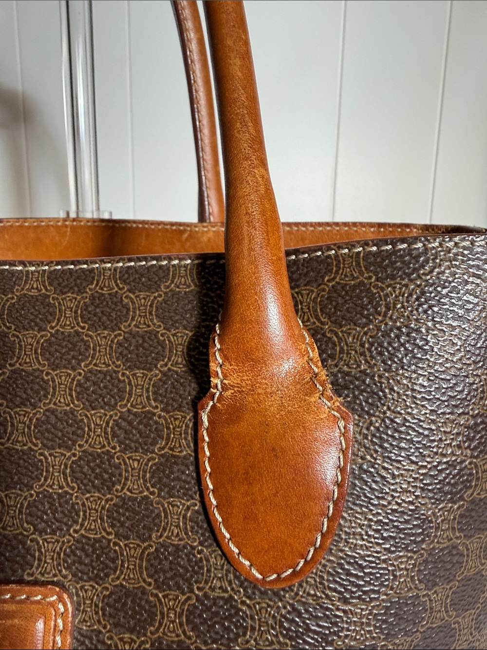 Vintage Celine Macadam Tote Bag Brown Coated Canvas Leather Italy Large Shopper - Picture 13 of 17